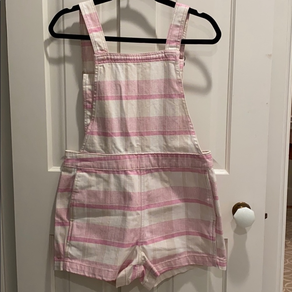 UO square beck striped shortall overall